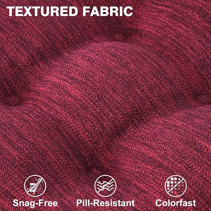 Shinnwa Kitchen Chair Cushions Set of 6, Dual-Layer Memory Foam Dining Chair Cushions, Patented Design Seat Pads with Ties, 16.5 x 16.5 x 3.5in, 6 Pack, Burgundy