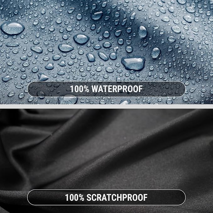 iCarCover Premium Heavy Duty Truck Car Cover - Waterproof All Weather Rain Snow UV Protection F-250 Super Duty, Ram 1500 Classic, Silverado, Sierra 2500, Size T80 (See Size Chart), Stripe - Gray/Black