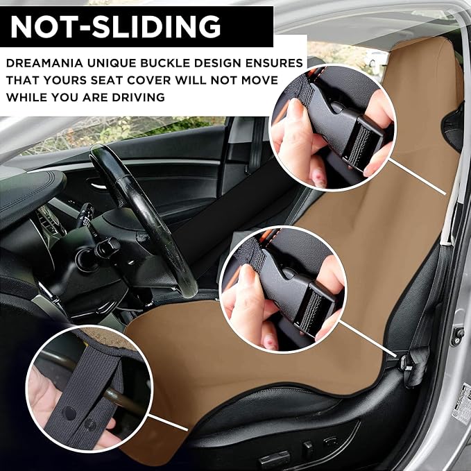 Waterproof Seat Cover Towel, Premium Sweat Carseat Protector, Perfect for Universal Anti-Slip Car Truck SUV Seat, Great for Surfing Yoga Gym Workout, Khaki