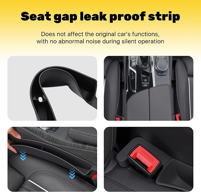 2PCS New Car Seat Gap Stopper with 2 Storage Areas，Car Seat Gap Storage Organizer for Phone Keys Wallet，Universal Car Seat Gap Filler Interior Accessories (Beige)