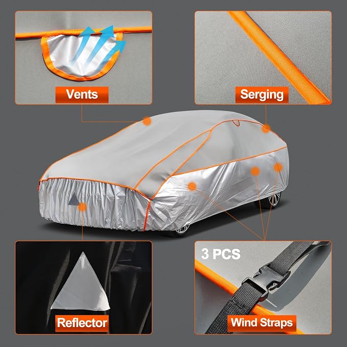 Kayme Hail Protector Car Cover，Anti Hail Thickened Multi-Layered EVA Car Cover Waterproof Sun UV Rain Snow All Weather, Outdoor Hail Protection Cover, Fit SUV Jeep-Length (Up to 181 Inch).Grey