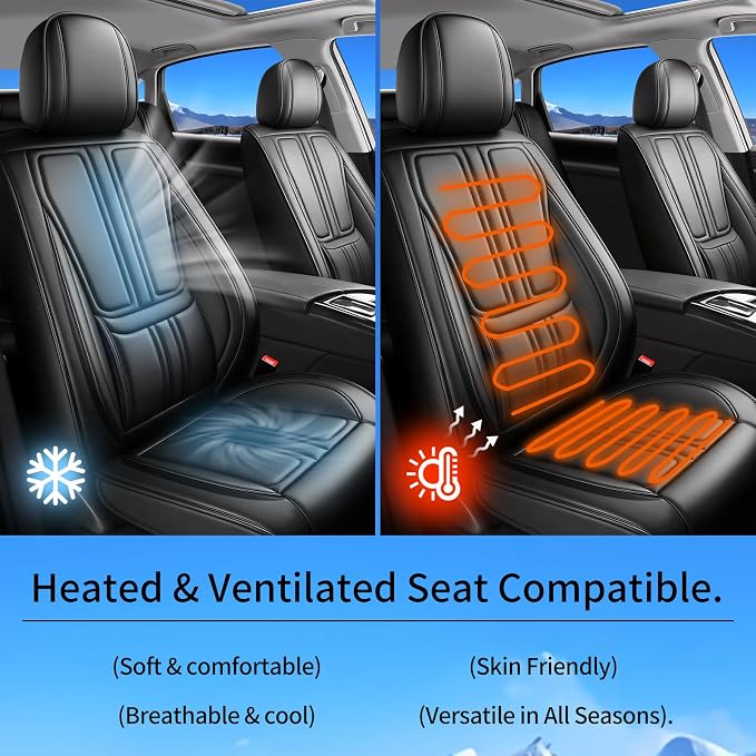 Fit Ariya Car Seat Covers Compatible with Nissan Ariya 2023-2024 2025.Full Coverage Waterproof Leather,Compatible with Airbag,All - Weather Seat Cushion Protector(Full Set,Black)