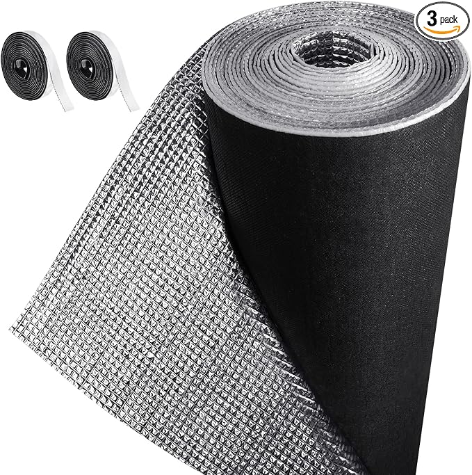 Frienda Rv Window Reflective Insulation Roll 24inchx10ft Double Aluminum Foil Heat Bubble Thermal Window Shade Door Cover Blackout for Garage Roof Travel Camper Skylight Shield