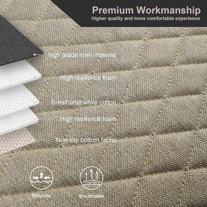 West Llama Linen Car Seat Covers,Bottom Seat Covers for Cars Include 1 Rear Bench Cover Universal Fits 90% Vehicles,SUVs,Cars,Sedans,Beige