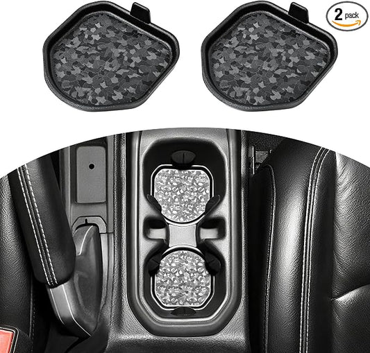 Cup Holder Inserts Coaster Compatible with Jeep Wrangler JL 4XE Gladiator JT 2018-2026 Accessories, Center Console Cupholder Pad, Non-Slip Drink Liner, Original Design, TPE, 2-Pcs Front Only