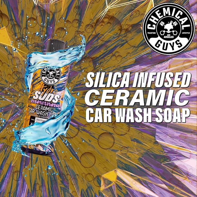 Chemical Guys, HydroSuds Ceramic High Foaming Car Wash Soap, Berry, 64 oz | Ceramic polymers add gloss and water beading, thick foam for cannons, guns or buckets, sweet berry scent