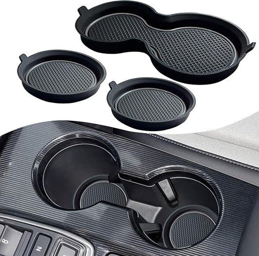for Honda Civic Accessories 2026 2025 2024 2023 2022 Cup Holder Inserts Center Console Liner 3D Silicone Cup Holder Coaster Protector Mat Pad Non-Slip Interior Decoration for Civic 3Pcs (Gray)