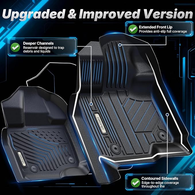 OEDRO Floor Mats Fit for 2011-2007 Toyota Camry, All Weather Protection | Custom Fit Front & 2nd Row Floor Liner Set, TPE All Weather Protection Camry Car Mats, Black