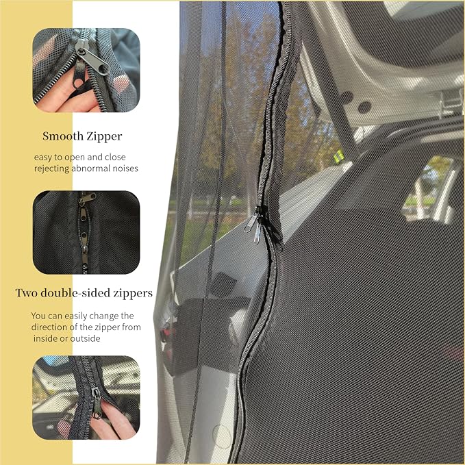 Car Camping Tailgate Mesh Screen for SUV, Mini Van, Great for Ventilation and Mosquito Prevention Car Camping Accessories