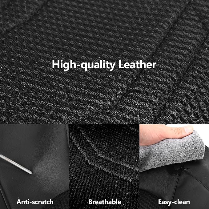 HChengkikz Car Seat Cover, Breathable and Sporty (Black) | Leather, Universal Fit for Most SUVs, Cars, Sedans, Trucks, Airbag Compatible, Easy to Install