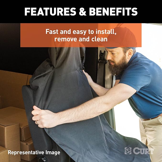 CURT 18501 Seat Defender 58-Inch x 23-Inch Black Waterproof Universal Bucket Car Seat Cover Protector