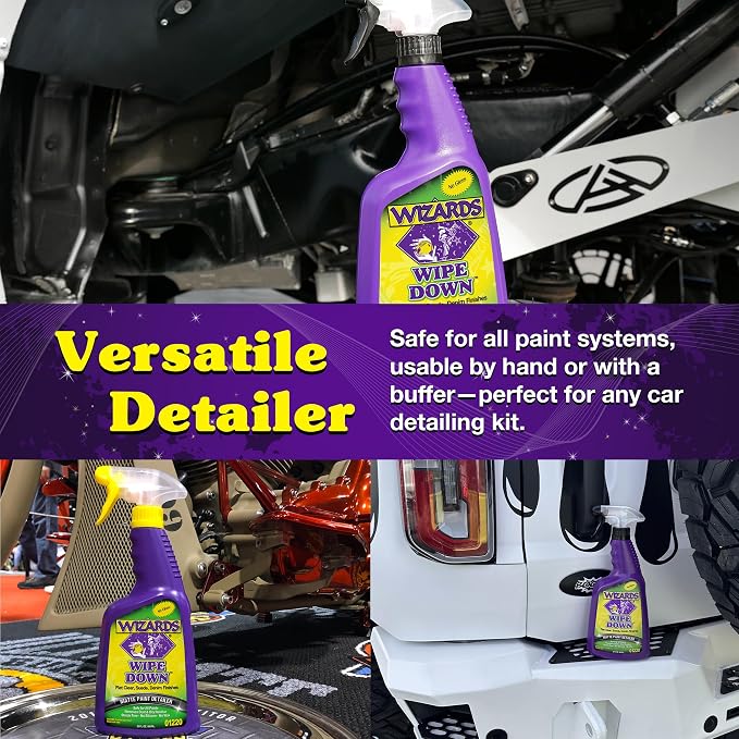 Wizards - Wipe Down Quick Detailer Spray - Matte Finish Cleaning Solution - Effortless On-The-Go Detailing for Flat, Suede, and Denim Surfaces - Professional Auto and Motorcycle Care Essential - 22 Oz