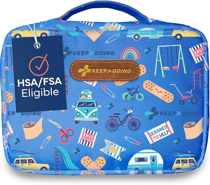 KeepGoing Large Home First Aid Kit for Kids – 270 Pc. for Car, Home, Dorm, & Boat with Latex-Free Bandages – 10 x 7 x 3.5 in. Travel First Aid Kit (Signature)