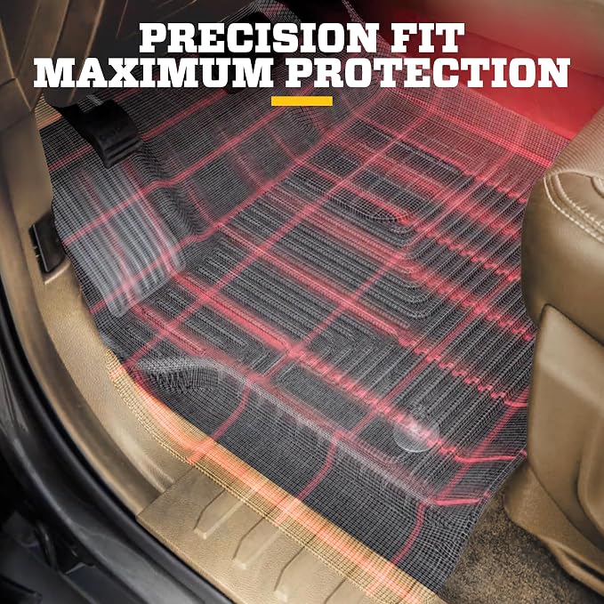 Husky Liners Weatherbeater Floor Mats | Fits Various 2007-2014 Cadillac Escalade & ESV, GMC Yukon, Chevrolet Suburban 1500, Tahoe, Silverado/Sierra (See Description) | Front Row, 2-pc Black - 18201