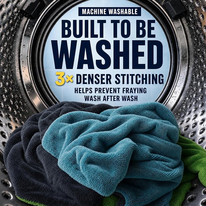 teworld® Car Drying Towel, Extra Large 48 x 24 Inch, 1400 GSM, Dual-Color | Twisted Loop Microfiber Towel for Cars - Absorbent Car Dry Towel and Car Wash Towel for Streak-Free, Paint-Safe Car Detailing