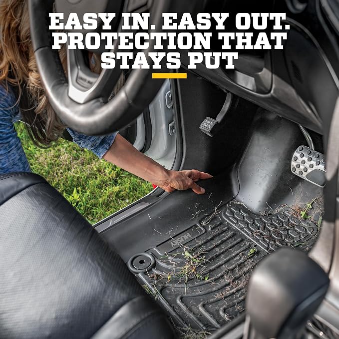 Husky Liners Weatherbeater Floor Mats | Fits 2007-2013 Chevrolet Silverado & GMC Sierra 1500 Crew CAB ONLY; 07-14 Silverado & Sierra 2500/3500 Crew CAB (Full Coverage) | 2nd Row, 1-pc Black - 19201